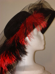 Black & Red Osrich Feather Hat
