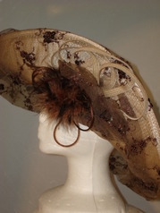 Cocoa Beaded  Hat with Marabou Feathers