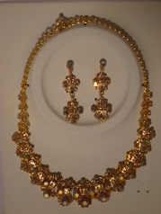 Gold Austrian Crystal Necklace & Earring Set