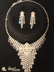 Silver Rhinestone Necklace & Earring Set