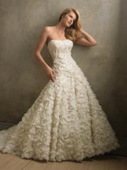 Allure Couture Bridal Swarovski Crystal Embellished Organza Flower Strapless A-L